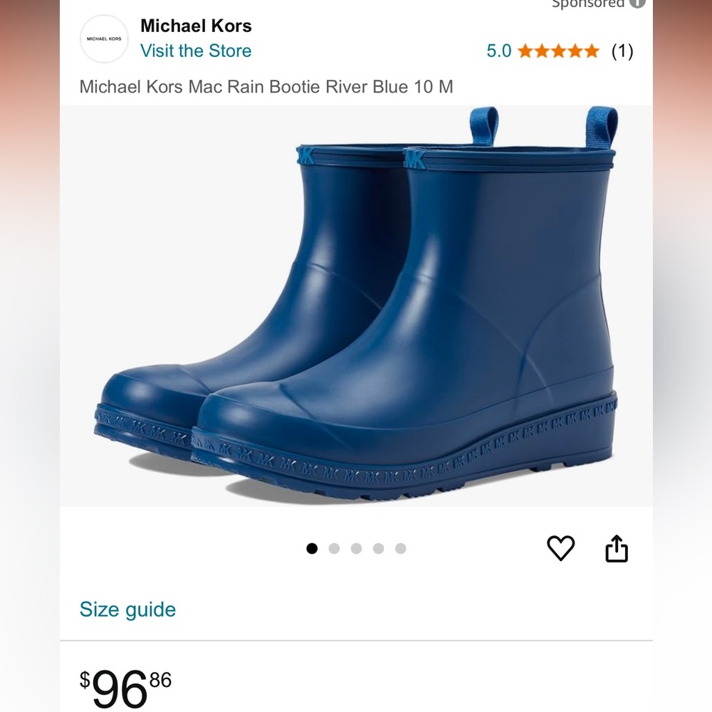 Michael Kors Mac Rain Bootie River Blue 10 M